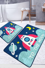 Mijölnir Juego de Alfombras de Baño de Poliéster Antideslizante Antibacteriano 60x100 cm y 50x60 cm
